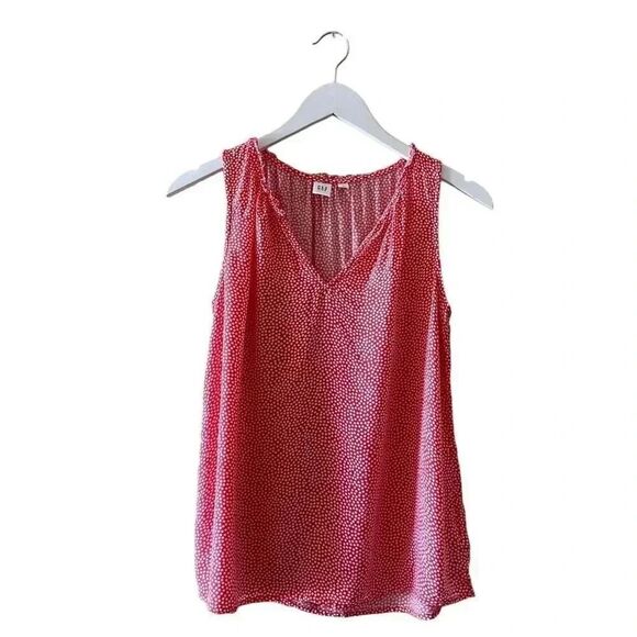 Gap  Womens  Sleeveless Top Red Coral Polka Dot Blouse SZ S #1389 - Picture 1 of 12